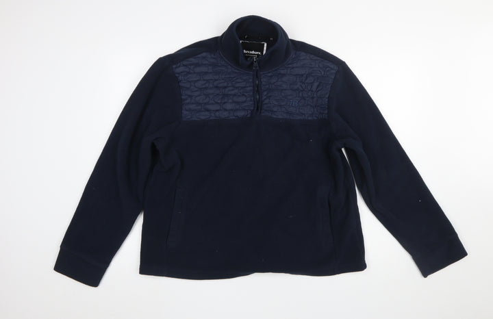Threadbare Mens Blue XL 1/4 Zip Quilted Fleece Sweatshirt