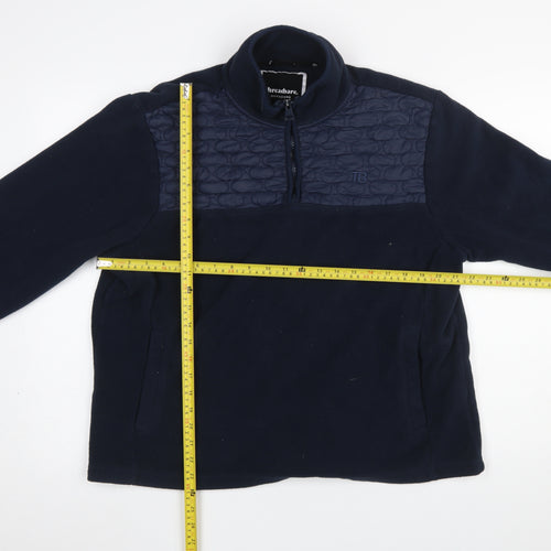 Threadbare Mens Blue XL 1/4 Zip Quilted Fleece Sweatshirt