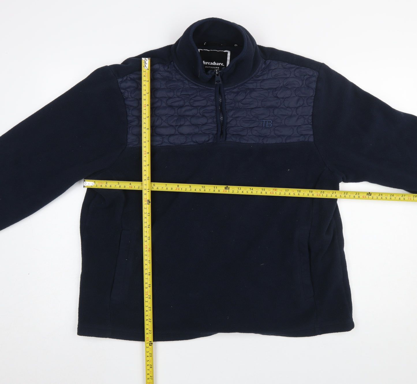 Threadbare Mens Blue XL 1/4 Zip Quilted Fleece Sweatshirt