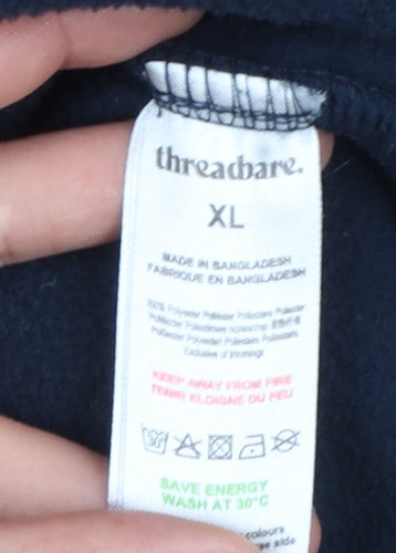 Threadbare Mens Blue XL 1/4 Zip Quilted Fleece Sweatshirt