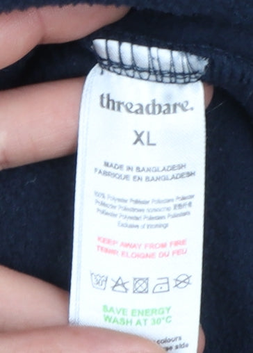 Threadbare Mens Blue XL 1/4 Zip Quilted Fleece Sweatshirt