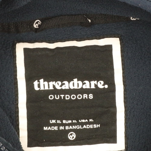 Threadbare Mens Blue XL 1/4 Zip Quilted Fleece Sweatshirt