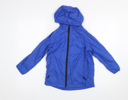 TOG24 Boys Blue Hooded Rain Coat Jacket 7-8 Years Waterproof Windproof