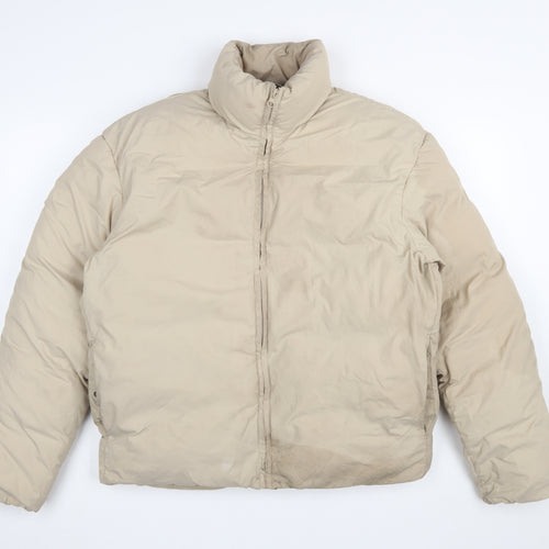 ADPT Women Beige Puffer Jacket S Full Zip Winter Coat