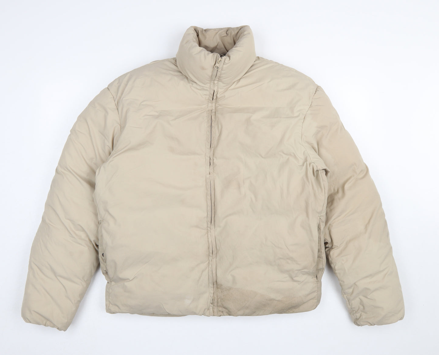 ADPT Women Beige Puffer Jacket S Full Zip Winter Coat