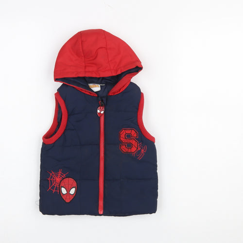 Marvel Spider-Man Boys Blue Red Hooded Padded Bodywarmer 2-3 Years