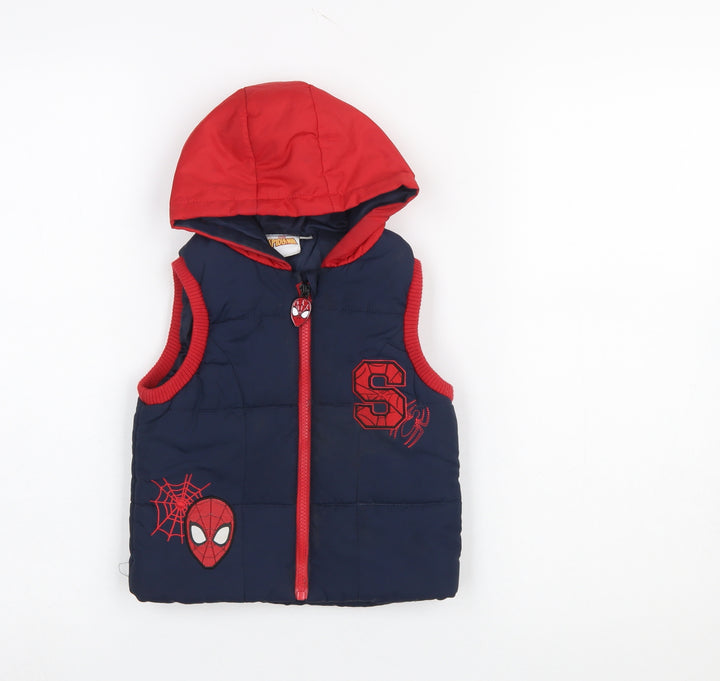 Marvel Spider-Man Boys Blue Red Hooded Padded Bodywarmer 2-3 Years