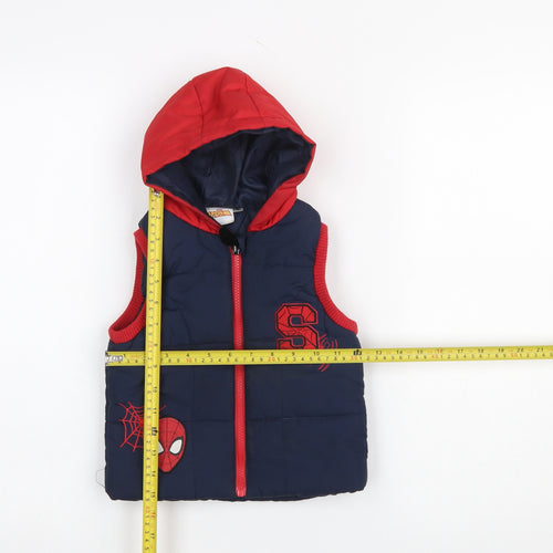 Marvel Spider-Man Boys Blue Red Hooded Padded Bodywarmer 2-3 Years