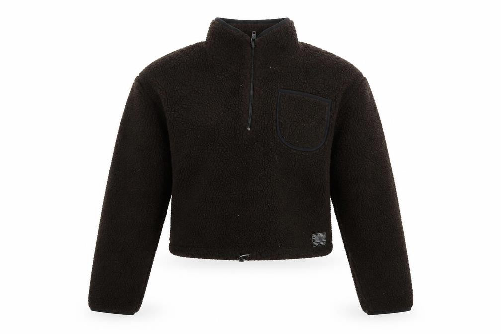 Urban Outfitters Women Brown Fleece 1/4 Zip Pullover Sweatshirt S