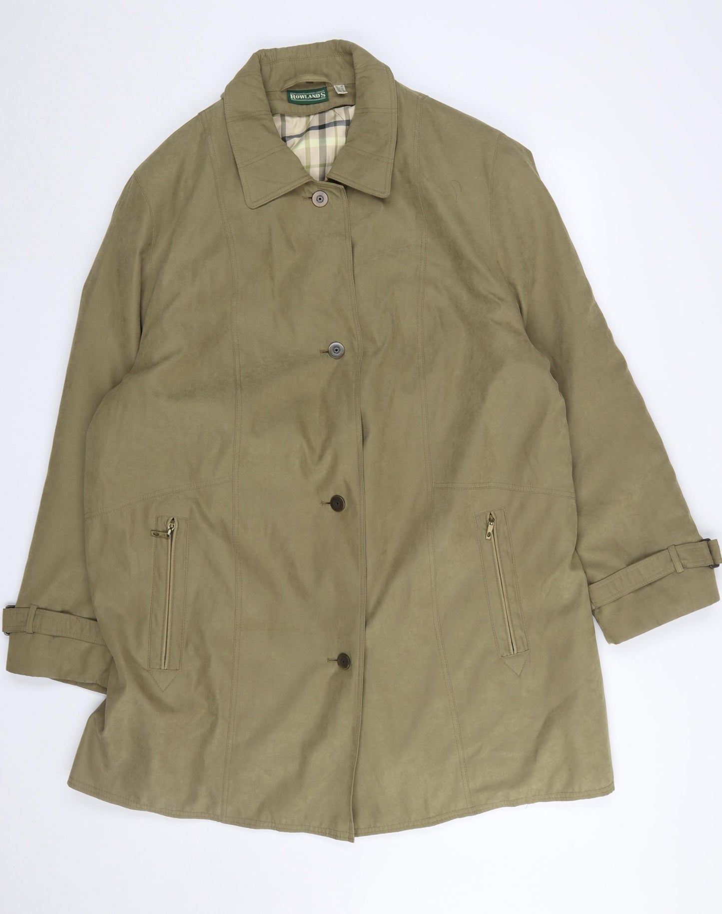 Rowlands Womens Beige Polyester Overcoat Size 20 Lined Mid Length