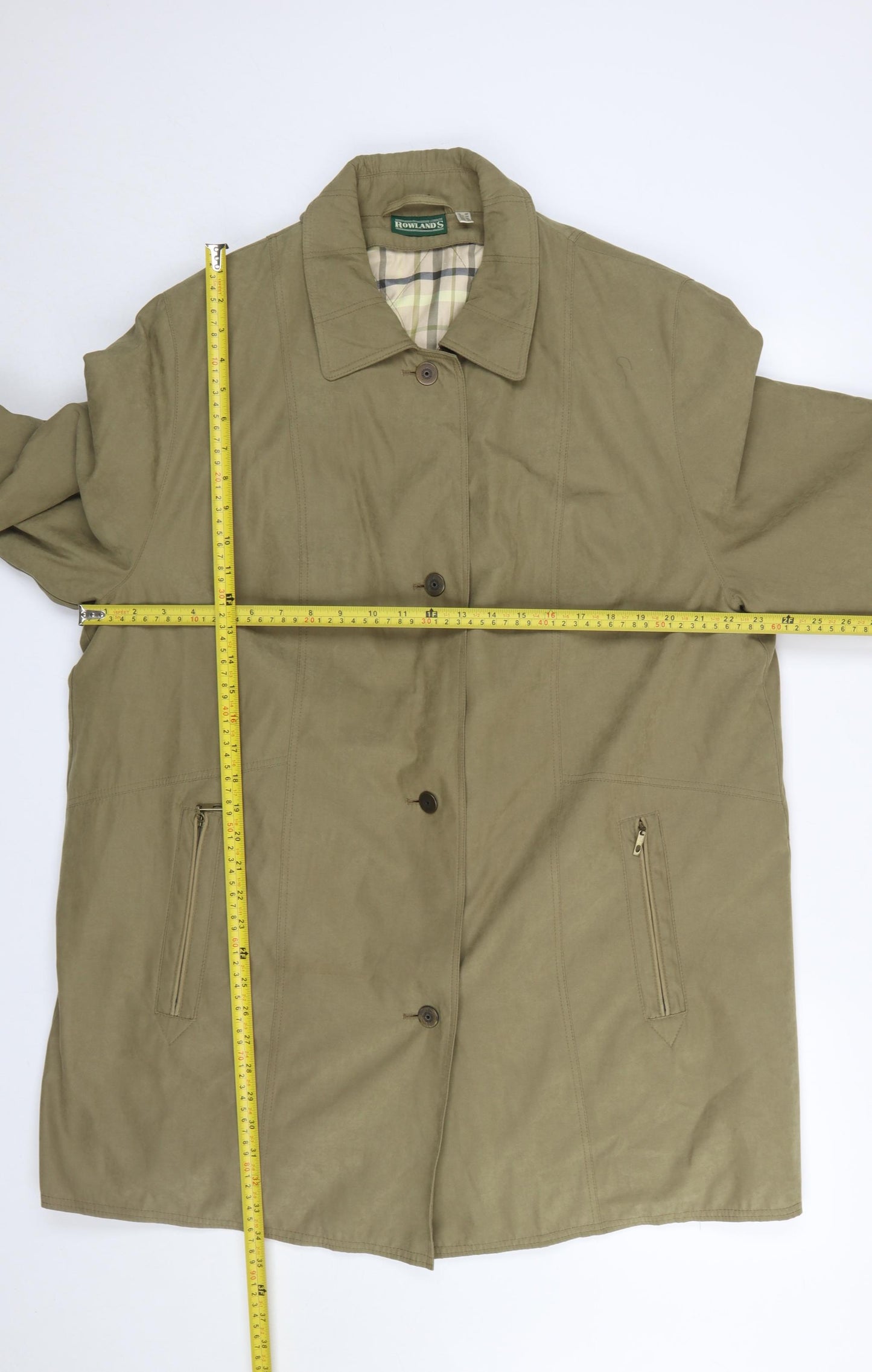 Rowlands Womens Beige Polyester Overcoat Size 20 Lined Mid Length