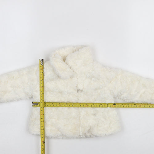 Young Dimension Girls Ivory Faux Fur Lined Winter Coat 6-9 Months