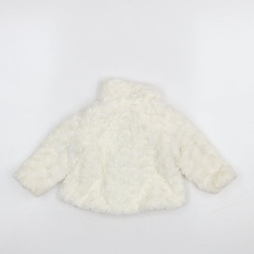 Young Dimension Girls Ivory Faux Fur Lined Winter Coat 6-9 Months