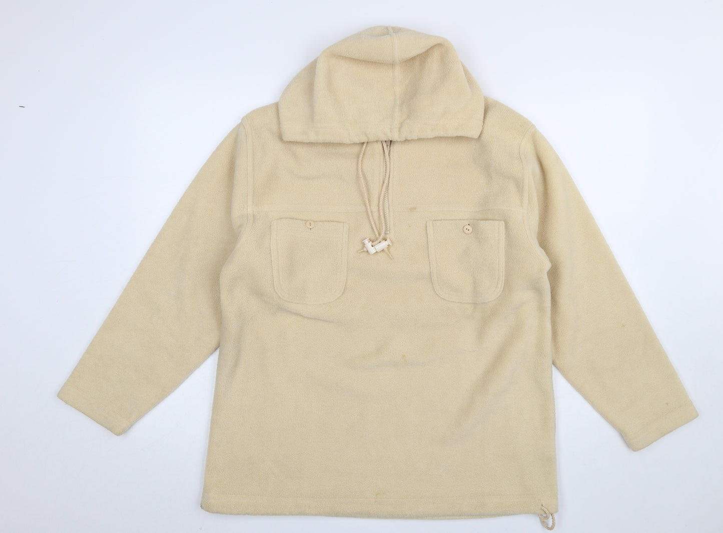 Fabrizio Women Beige Fleece Pullover Hoodie S/M Polyester Warm Winter