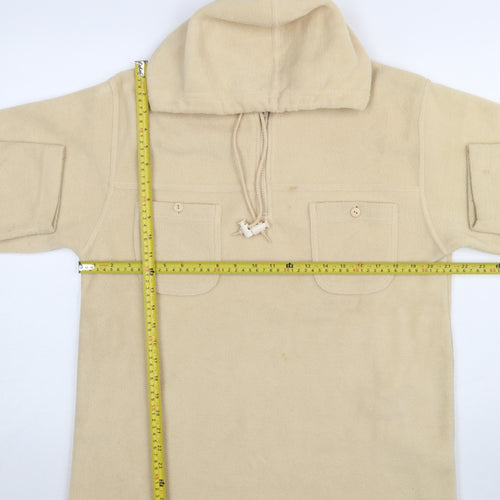 Fabrizio Women Beige Fleece Pullover Hoodie S/M Polyester Warm Winter