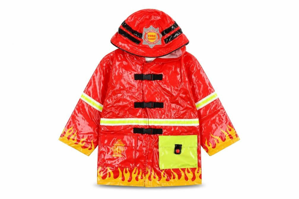 Kidorable Boys Red Firefighter Rain Coat Age 6 Waterproof PVC Hooded Jacket
