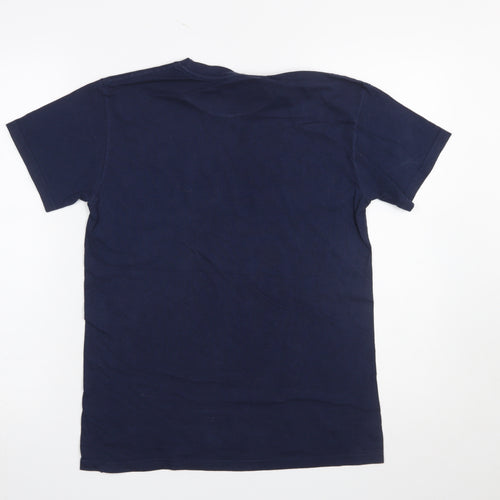 River Island Men's Navy Graphic Print Cotton T-Shirt Small