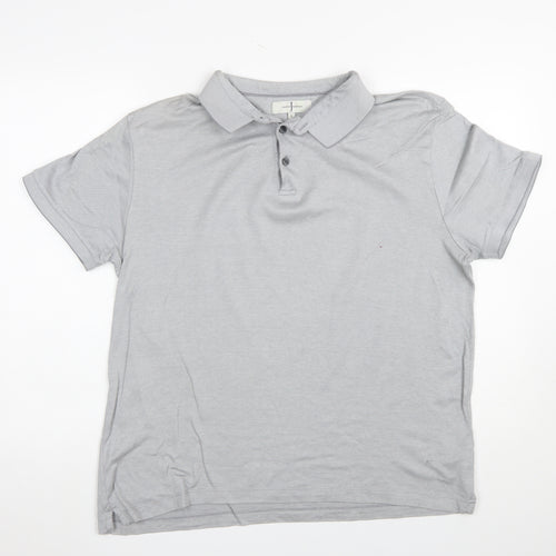 Jasper Conran Mens Grey Cotton Polo Shirt Size L Regular Fit