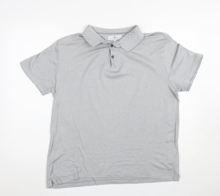 Jasper Conran Mens Grey Cotton Polo Shirt Size L Regular Fit