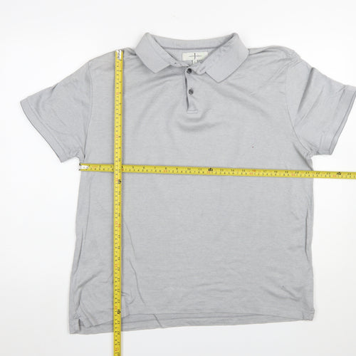 Jasper Conran Mens Grey Cotton Polo Shirt Size L Regular Fit