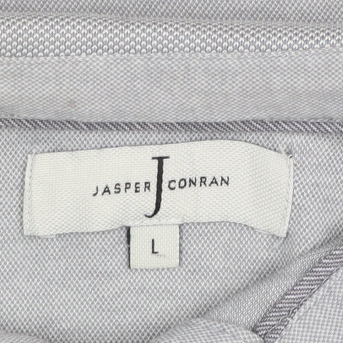 Jasper Conran Mens Grey Cotton Polo Shirt Size L Regular Fit