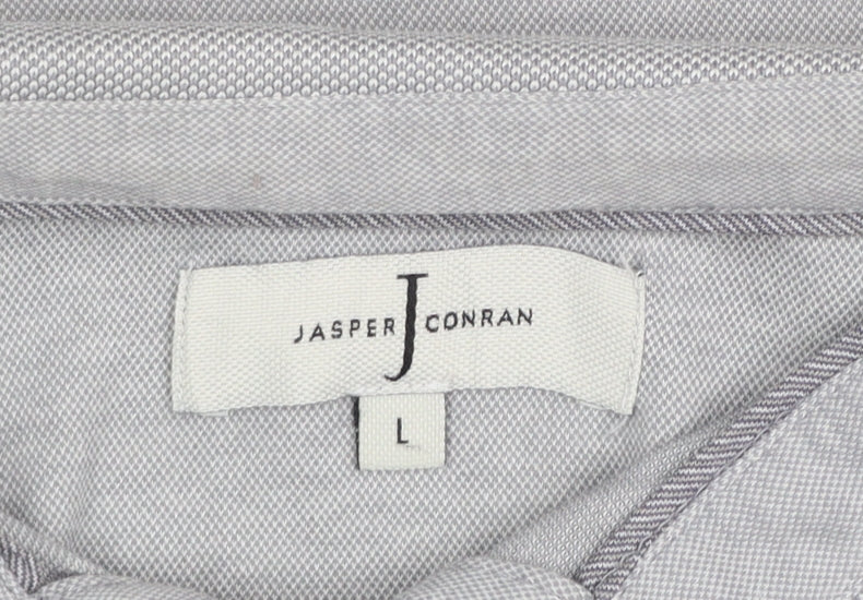 Jasper Conran Mens Grey Cotton Polo Shirt Size L Regular Fit