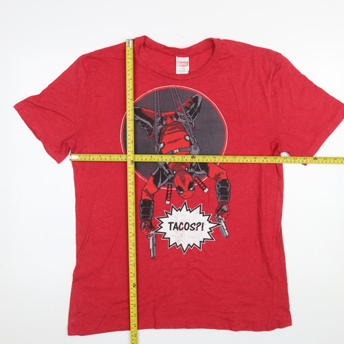 Marvel Deadpool Red Men's L Graphic Comic T-Shirt