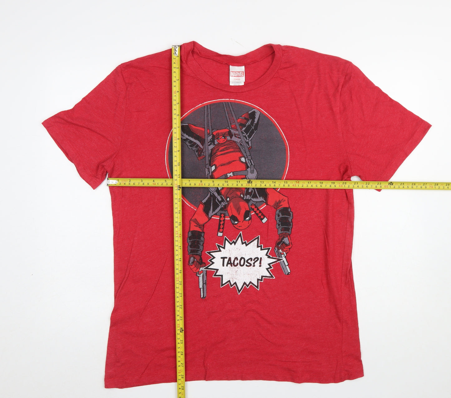 Marvel Deadpool Red Men's L Graphic Comic T-Shirt
