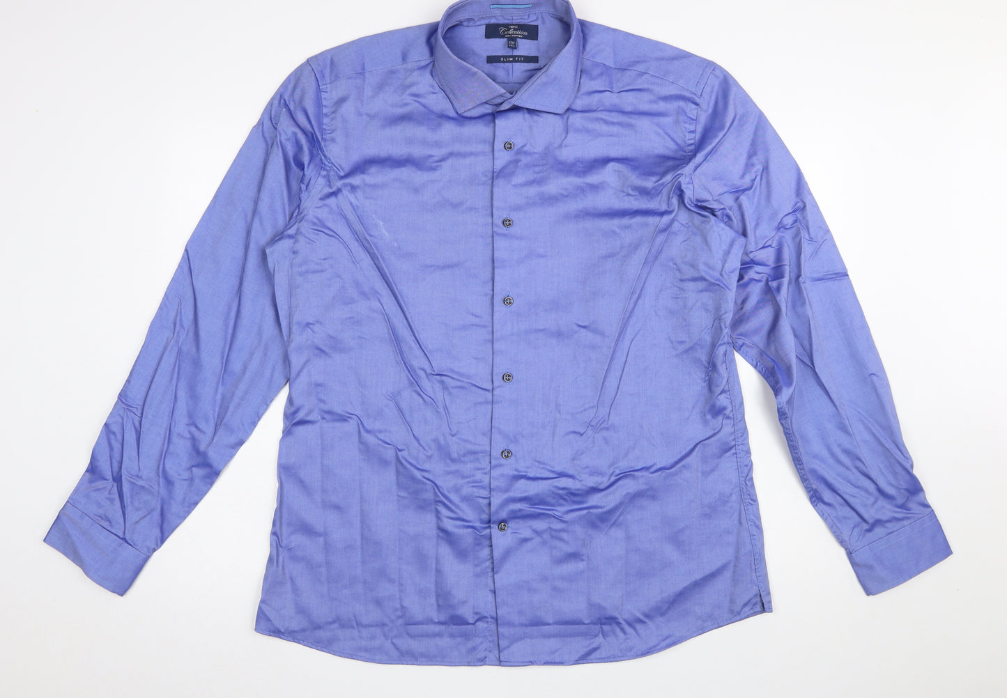 Next Collection Men's Blue Slim Fit 17.5in 44cm Cotton Dress Shirt