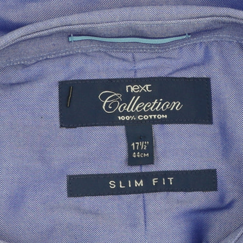 Next Collection Men's Blue Slim Fit 17.5in 44cm Cotton Dress Shirt