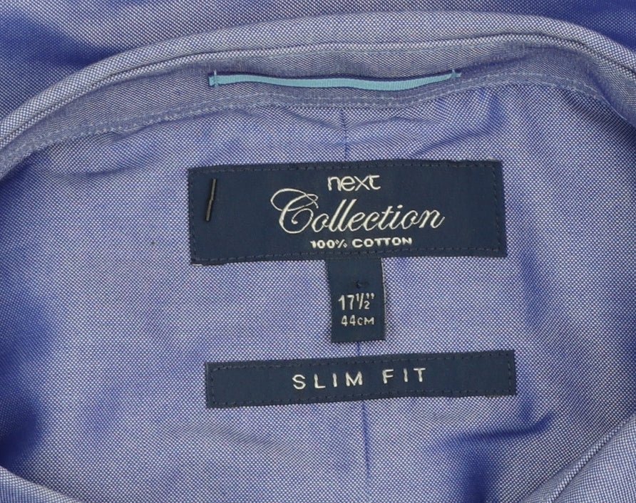 Next Collection Men's Blue Slim Fit 17.5in 44cm Cotton Dress Shirt
