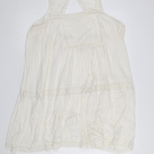River Island Women Ivory Crochet Lace Sleeveless Cotton Slip Dress Size 16