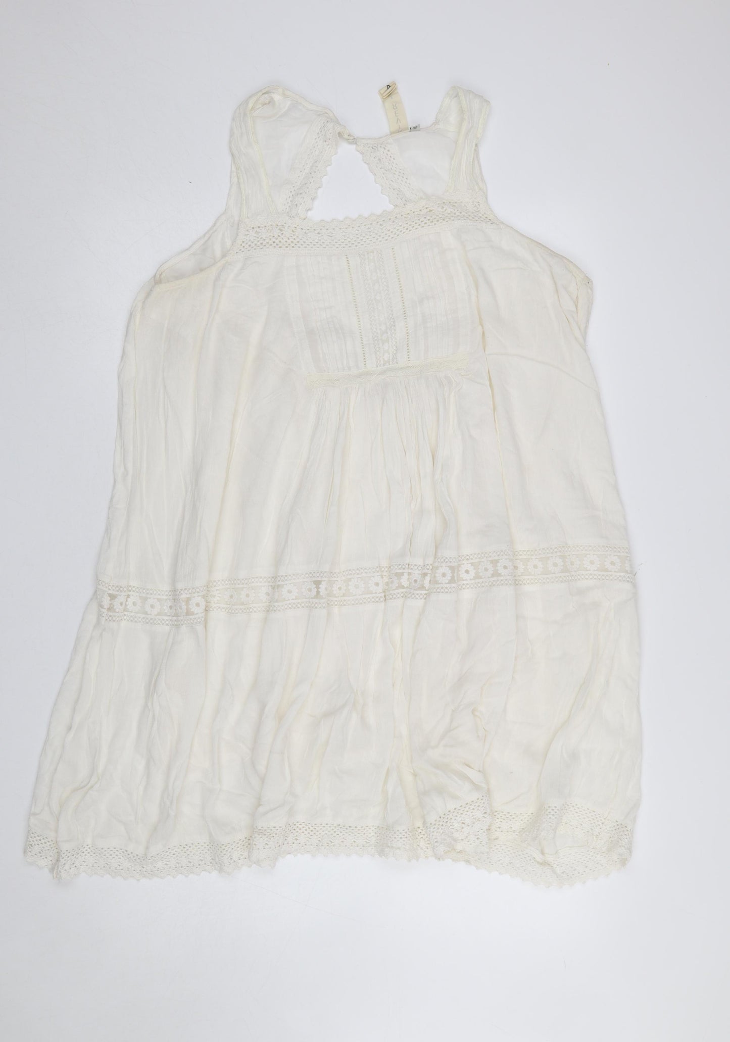 River Island Women Ivory Crochet Lace Sleeveless Cotton Slip Dress Size 16