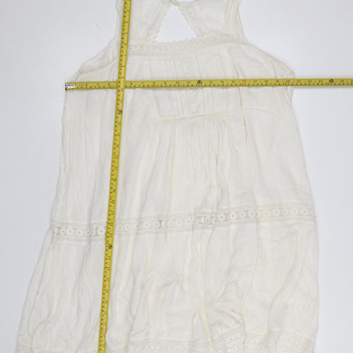 River Island Women Ivory Crochet Lace Sleeveless Cotton Slip Dress Size 16
