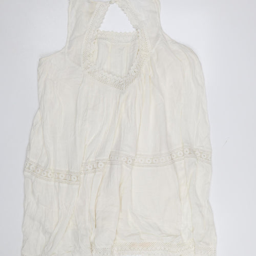 River Island Women Ivory Crochet Lace Sleeveless Cotton Slip Dress Size 16