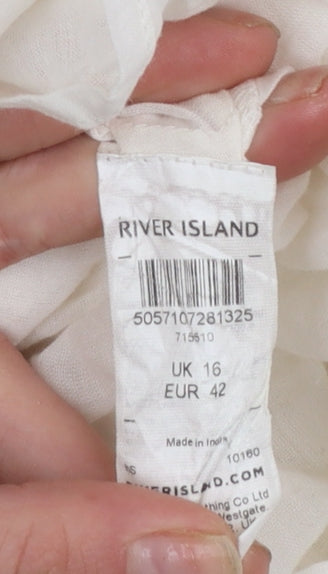 River Island Women Ivory Crochet Lace Sleeveless Cotton Slip Dress Size 16
