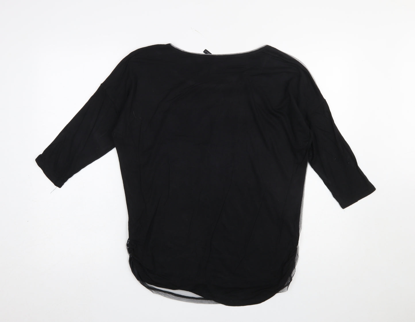 Edista Los Angeles Women's Black Nature Print 3/4 Sleeve T-Shirt L