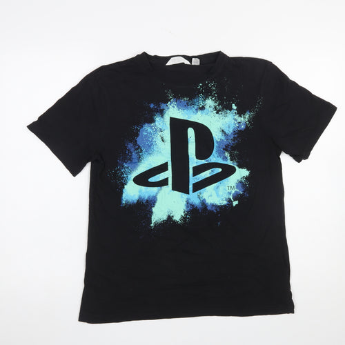 H&M Boys Black PlayStation Graphic Short Sleeve T-Shirt 14Y+ 170cm