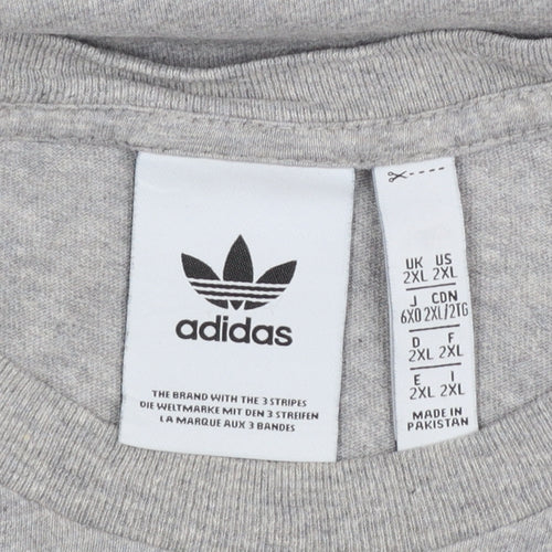 Adidas Men's Grey 2XL Crew Neck Cotton T-Shirt