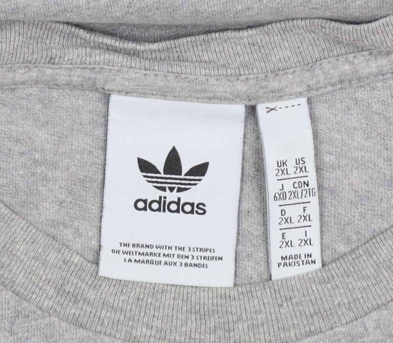 Adidas Men's Grey 2XL Crew Neck Cotton T-Shirt
