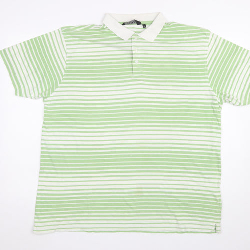 Golf Co Men’s Green Striped Cotton Polo Shirt XL