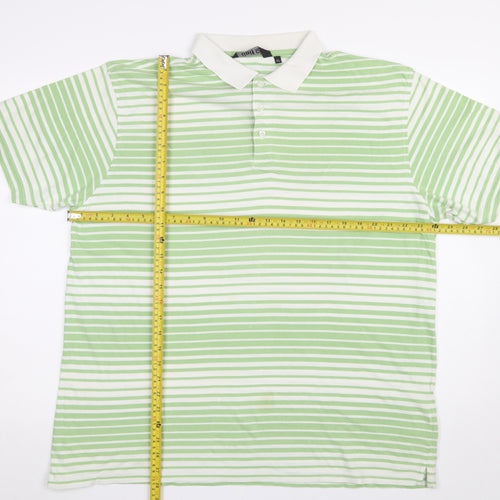 Golf Co Men’s Green Striped Cotton Polo Shirt XL