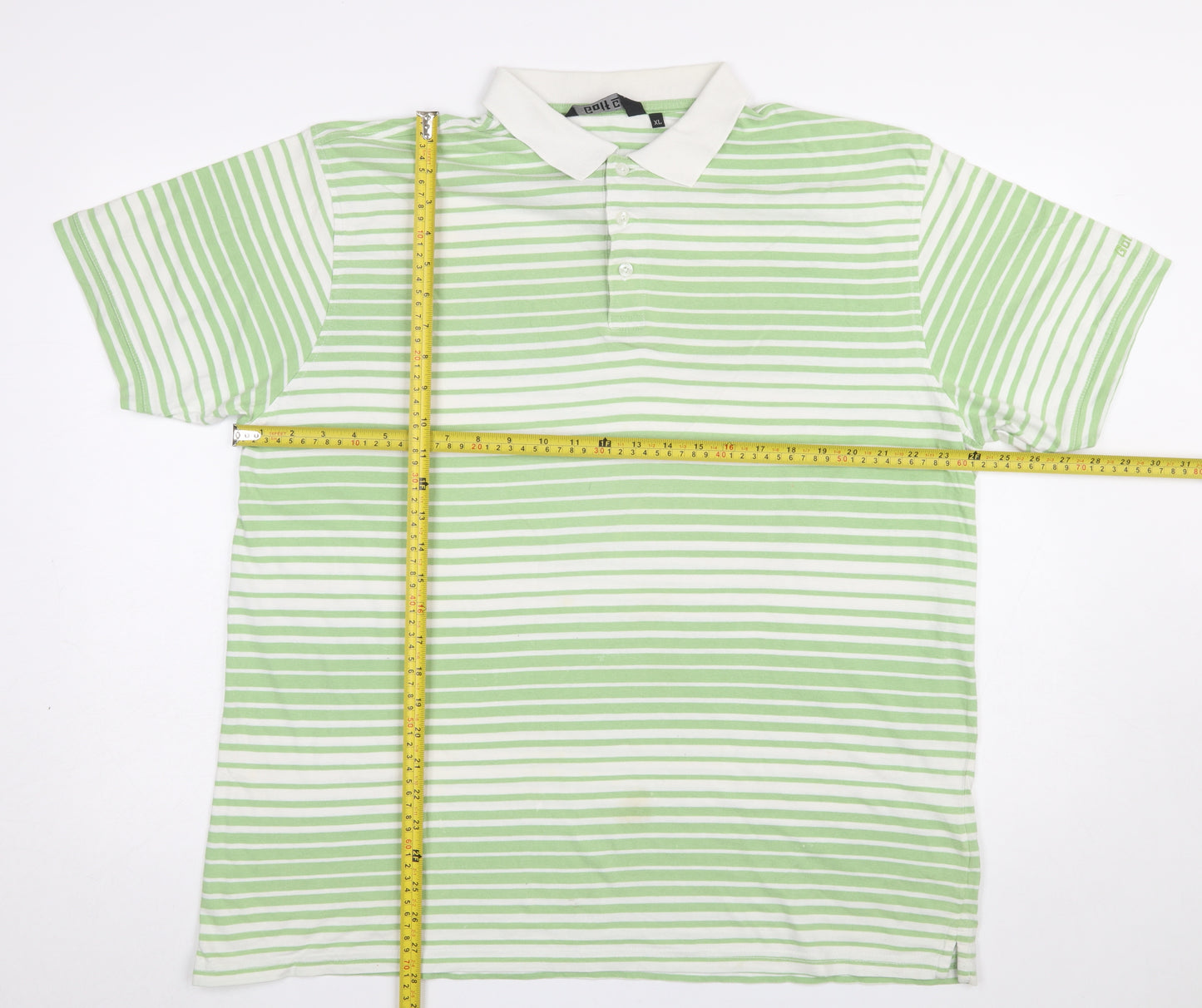 Golf Co Men’s Green Striped Cotton Polo Shirt XL