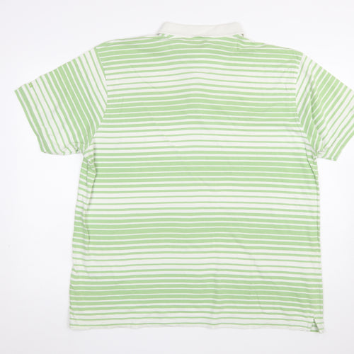 Golf Co Men’s Green Striped Cotton Polo Shirt XL