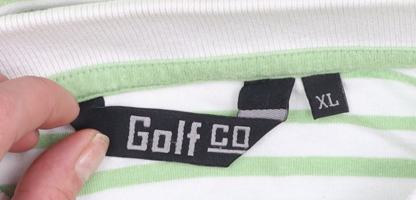 Golf Co Men’s Green Striped Cotton Polo Shirt XL