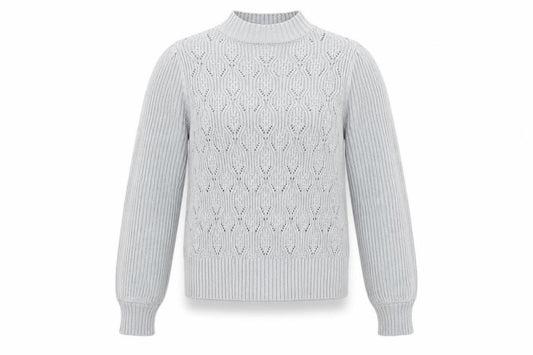 Front view of Next Women Grey Mock Neck Open Knit Jumper, size 10