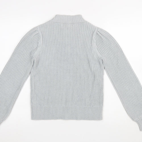Next Women Grey Mock Neck Open Knit Jumper Size 10