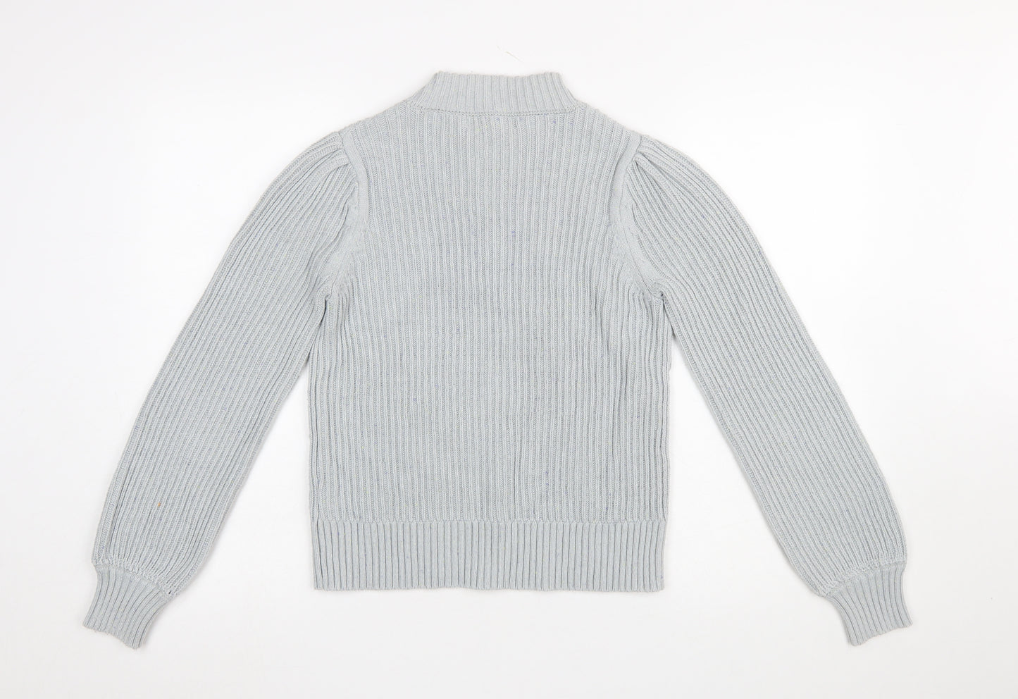 Next Women Grey Mock Neck Open Knit Jumper Size 10