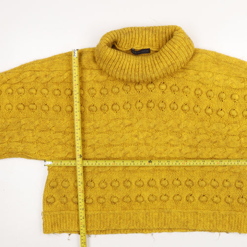 Marks and Spencer Women’s Yellow Chunky Roll Neck Jumper Size L