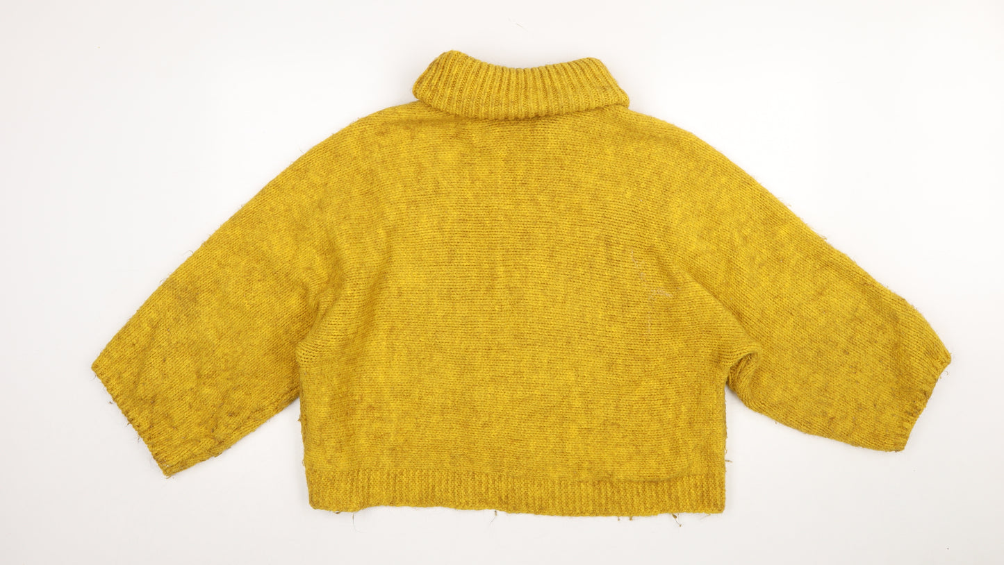 Marks and Spencer Women’s Yellow Chunky Roll Neck Jumper Size L